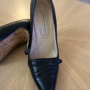 Manolo Blahnik Black Leather Heels 90s vintage